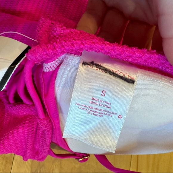 Barbie Pink Hot Pink One Piece Swimsuit Textured With Cutouts NEW - Picture 5 of 6